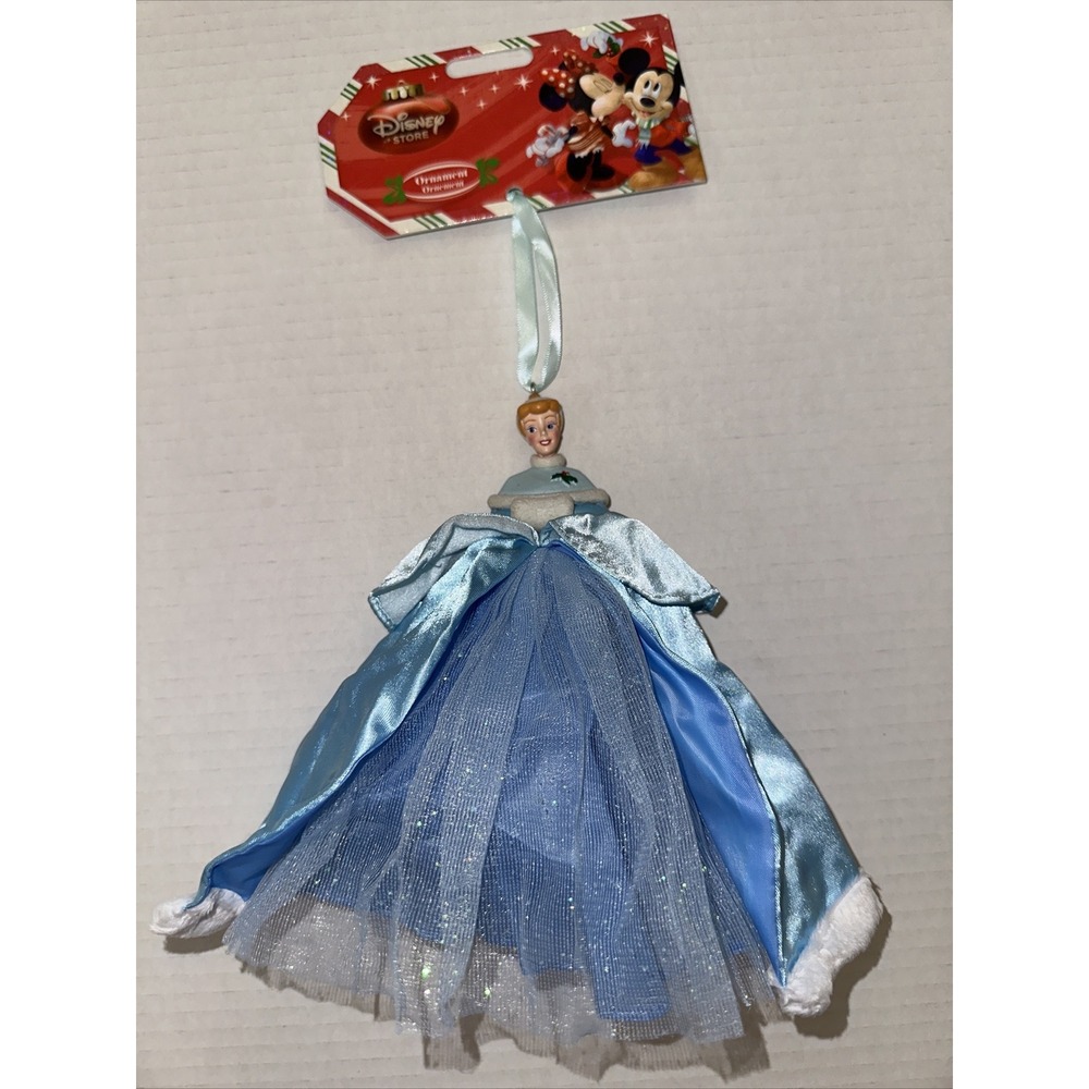 Disney Store Cinderella Christmas Ornament Winter Gown Faux‎ Fur Trim NWT